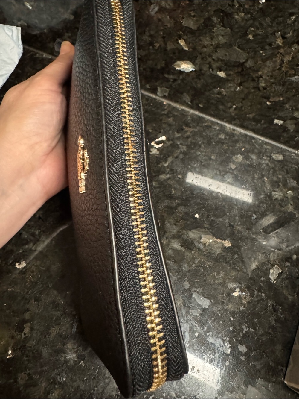 Coach Black Pebbled Leather Zip Wallet - Picture 2 of 15